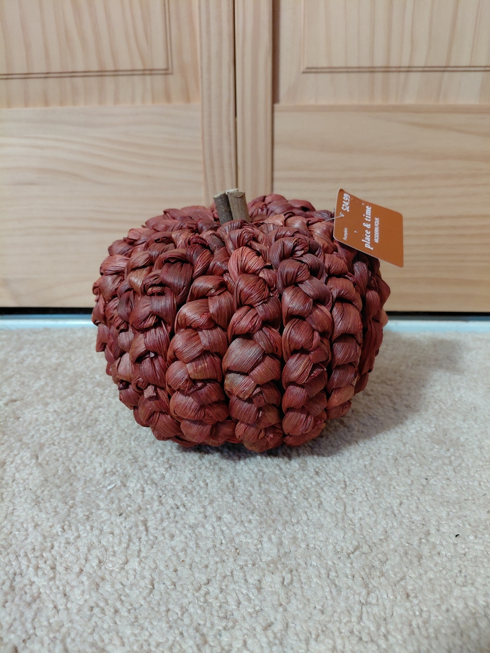 Braided Pumpkin Accent in Rustic Rust - Seasonal Table Decor